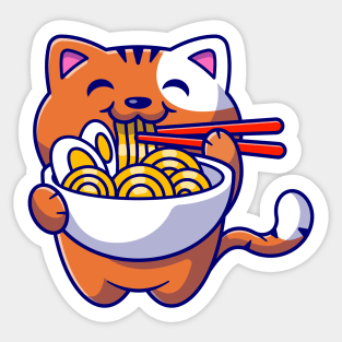 Cat eating Spaghetti Sticker